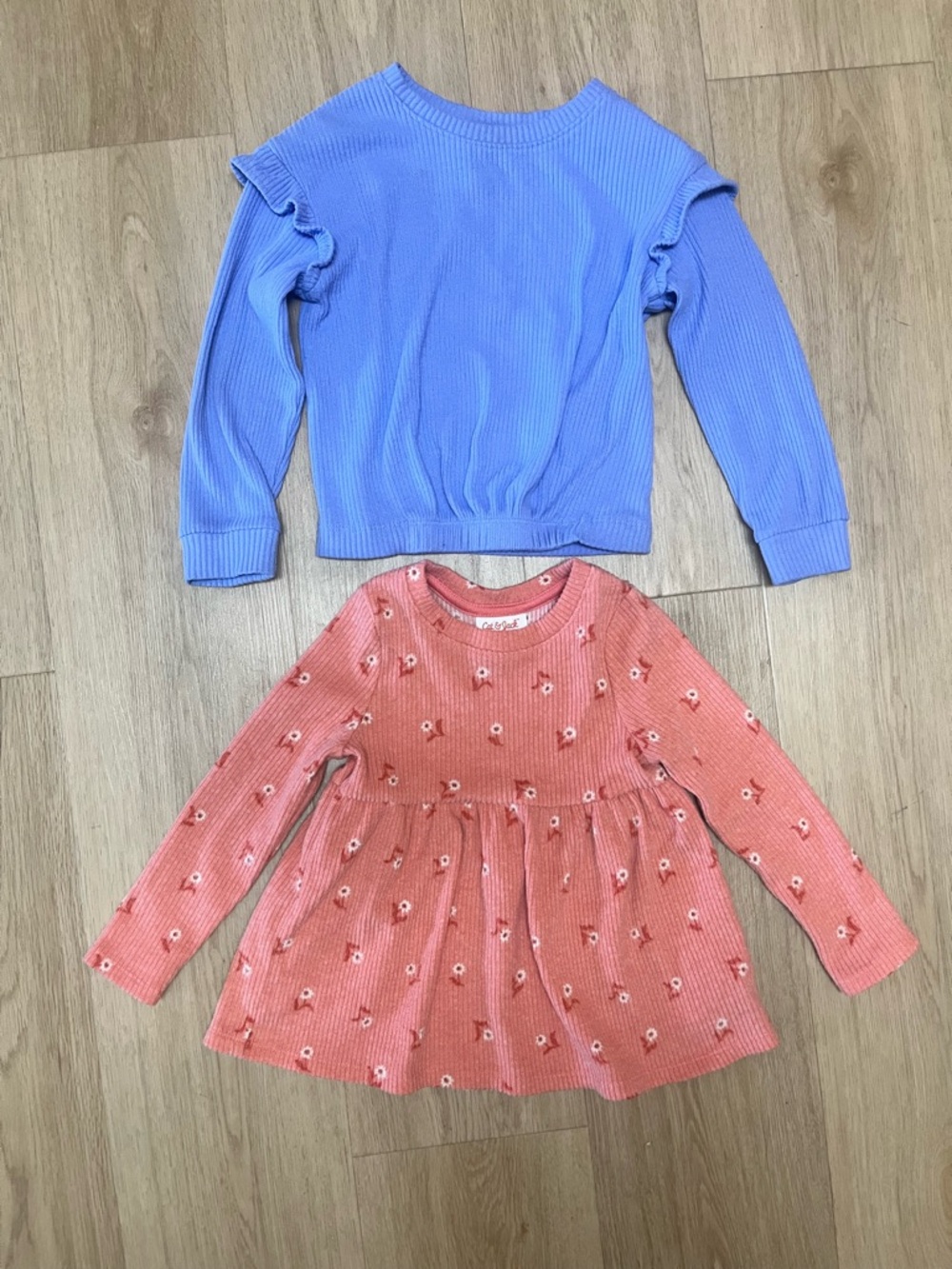 Cat & Jack Girls Two-Piece Top and Floral Dress Set - Blue & Coral